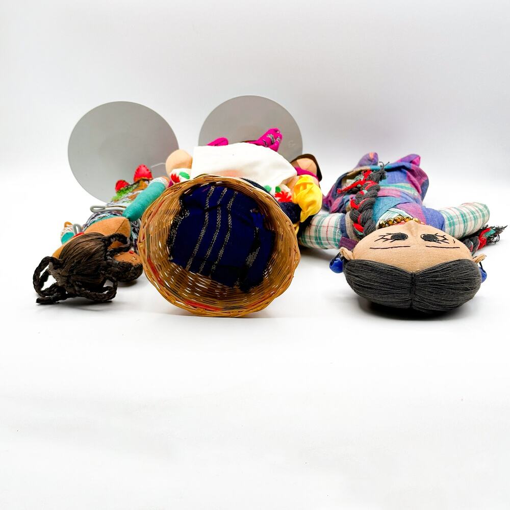 Lot 3 Intl Cloth Dolls African Mexican Himalayan Handmade - Picture 11 of 13